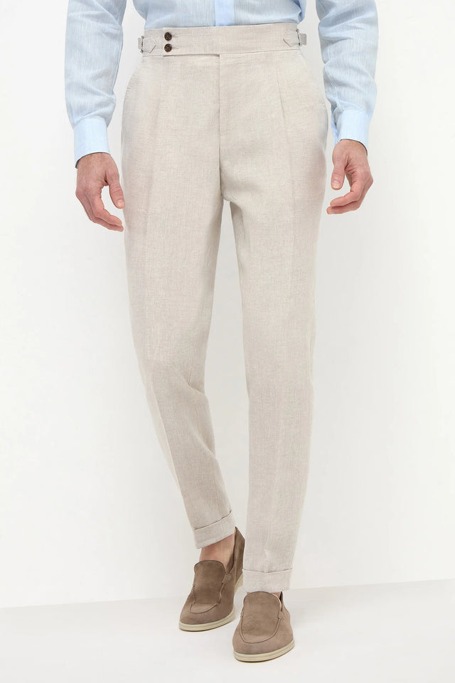 Beige linen Soragna trousers - Made in Italy