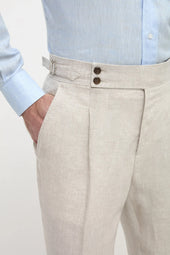 Beige Linen Soragna Trousers Made In Italy