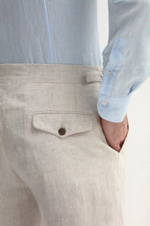 Beige Linen Shorts Made In Italy