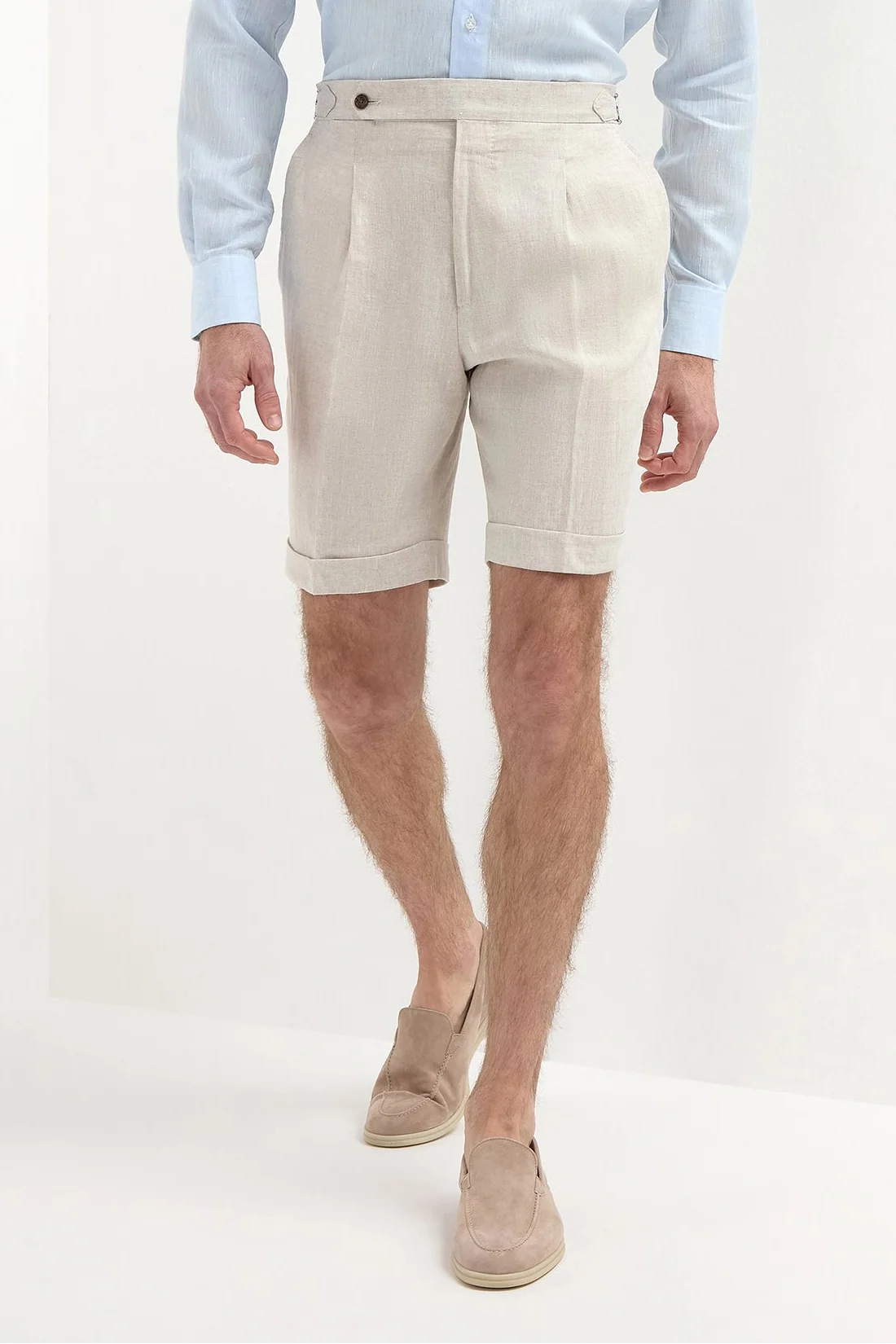 Beige Linen Shorts Made In Italy