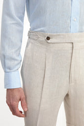 Beige Linen Shorts Made In Italy