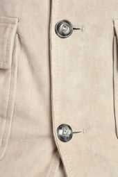 Beige Suede And Knit Bomber Made In Italy