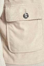 Beige Suede And Knit Bomber Made In Italy
