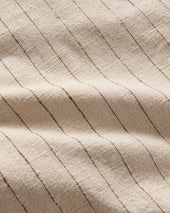 SS EASY WORK SHIRT - ECRU / BROWN STRIPED HANDLOOM COTTON BASKETWEAVE