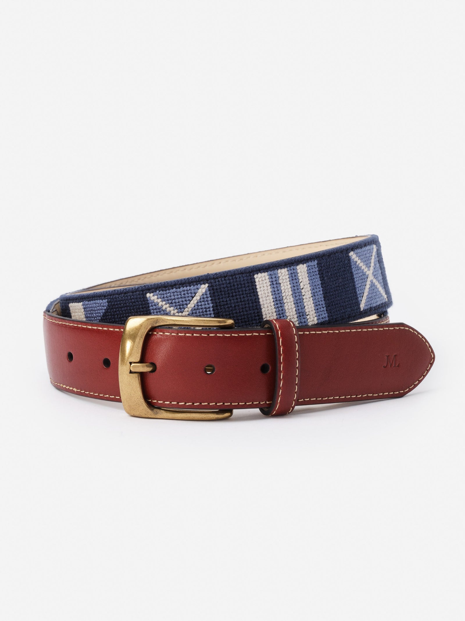 Multi Nautical Flag Needlepoint Belt Men S Belts J Mclaughlin