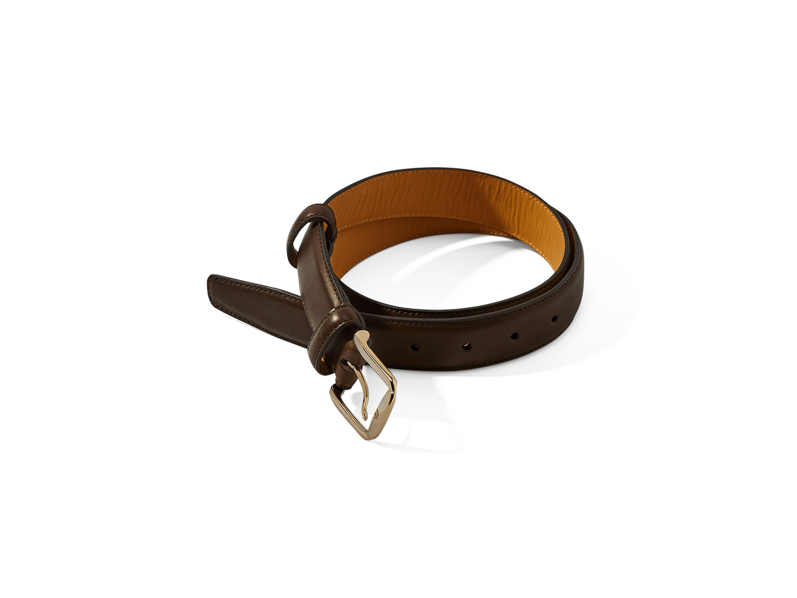 Sagan Belt Buckle In Dark Oak Marmo Calf With Pale Gold Buckle