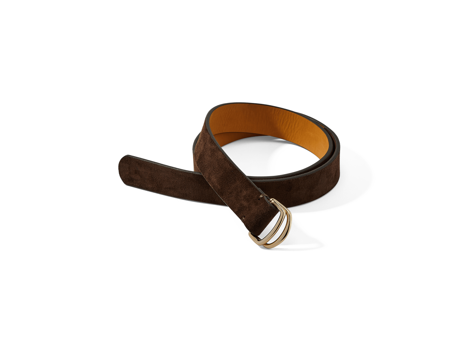 Sagan Belt Rings In Dark Brown Shield Suede With Pale Gold Rings