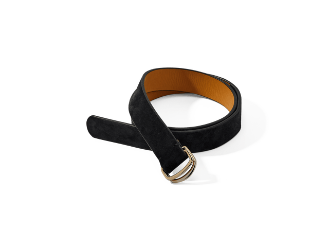 Sagan Belt Rings in Midnight Navy Shield Suede with Pale Gold Rings
