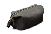 Suede Wash Bag / Dopp Kit - Storm Grey