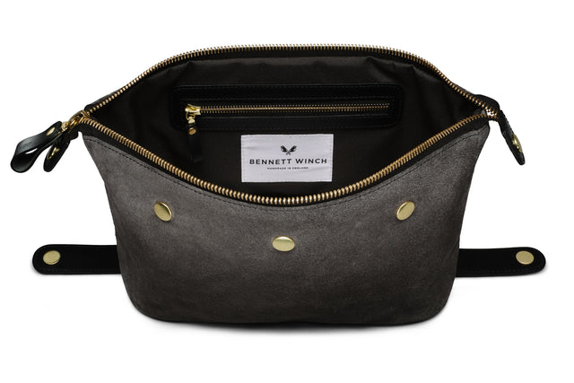 Suede Wash Bag / Dopp Kit - Storm Grey
