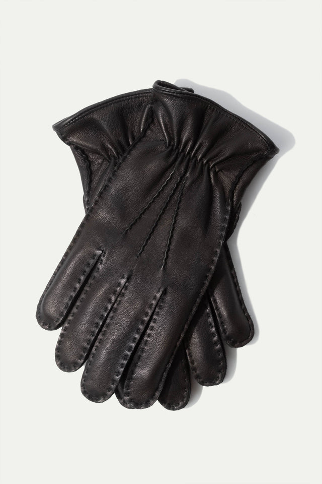 Black deerskin leather gloves - Made in Italy