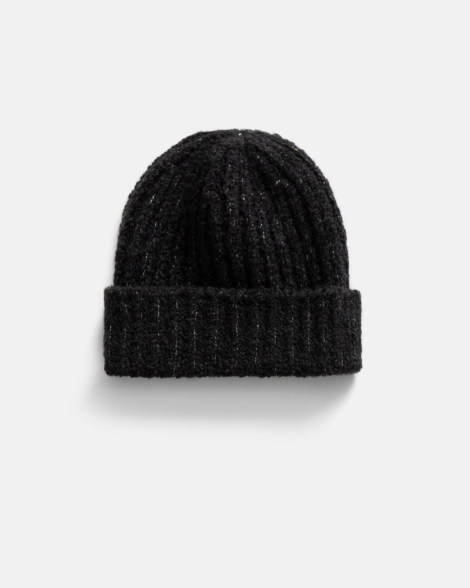 English Rib Cuffed Beanie Faded Handloom Twisted Merino Boucle