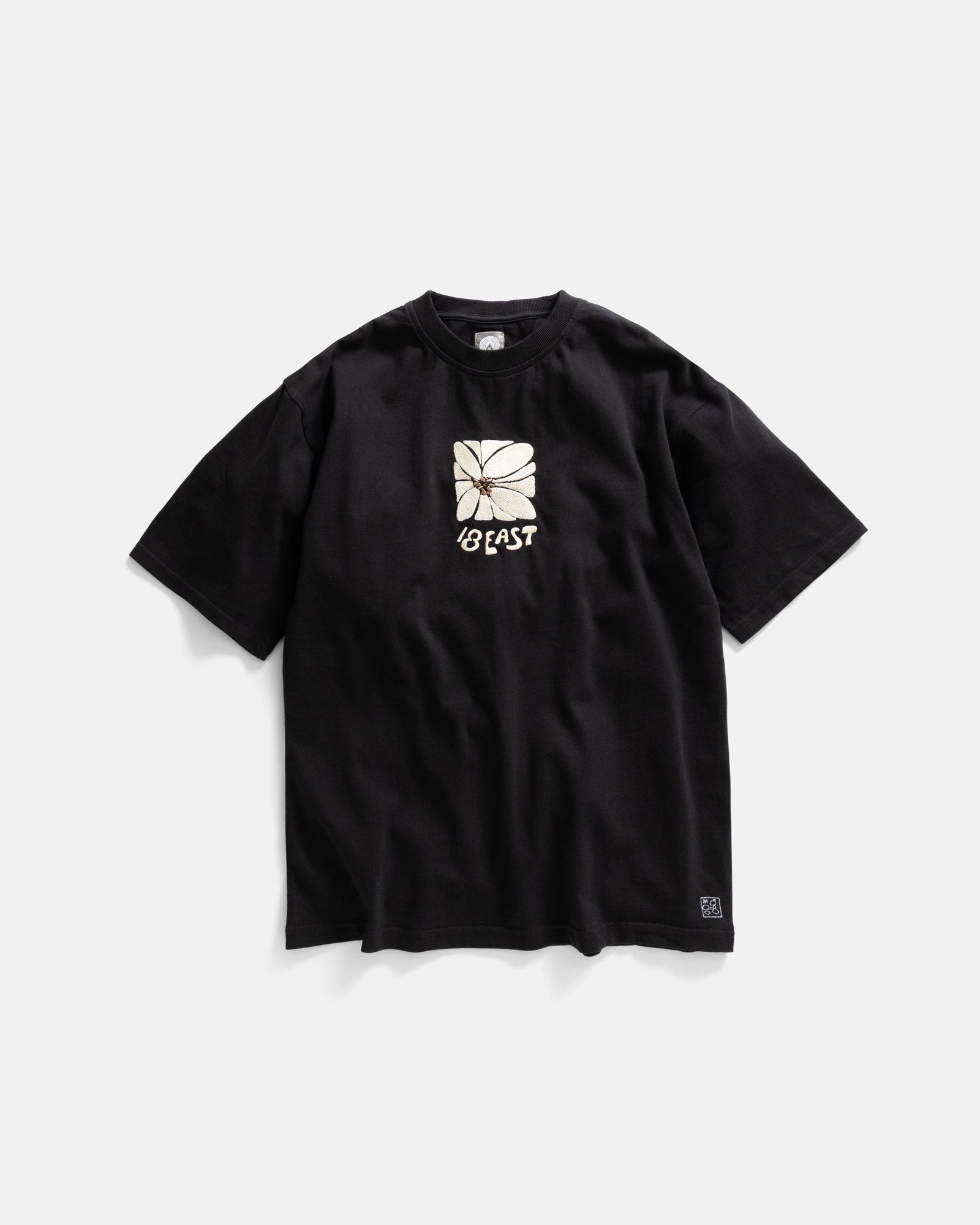 Hibiscus Embroidered Aly Tee Black 7 75 Oz All Season Cotton Jersey