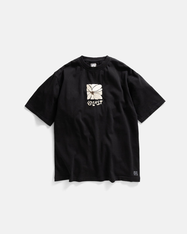 Hibiscus Embroidered Aly Tee Black 7 75 Oz All Season Cotton Jersey