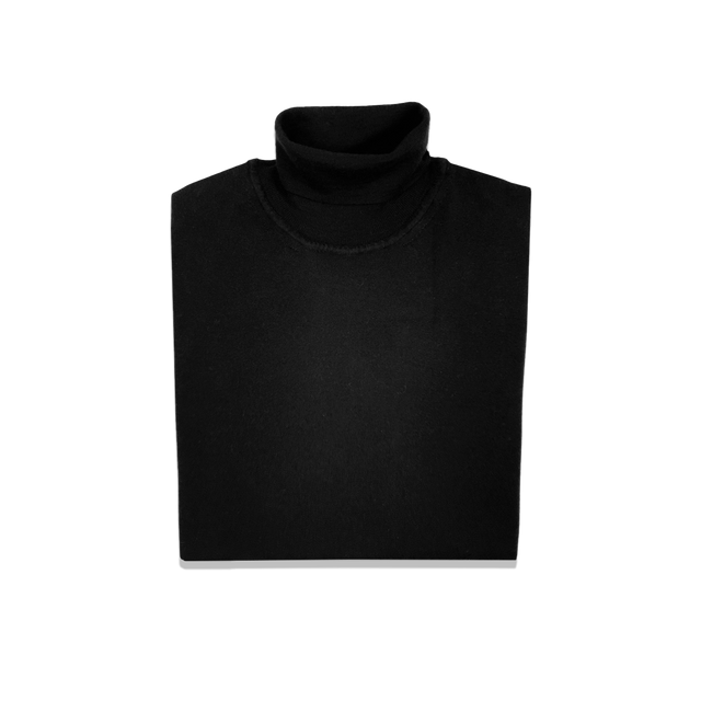 Roll Neck Jumper in Black Cashmere Silk