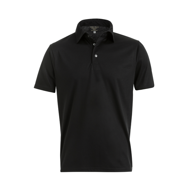 Black Cotton Polo Shirt - New