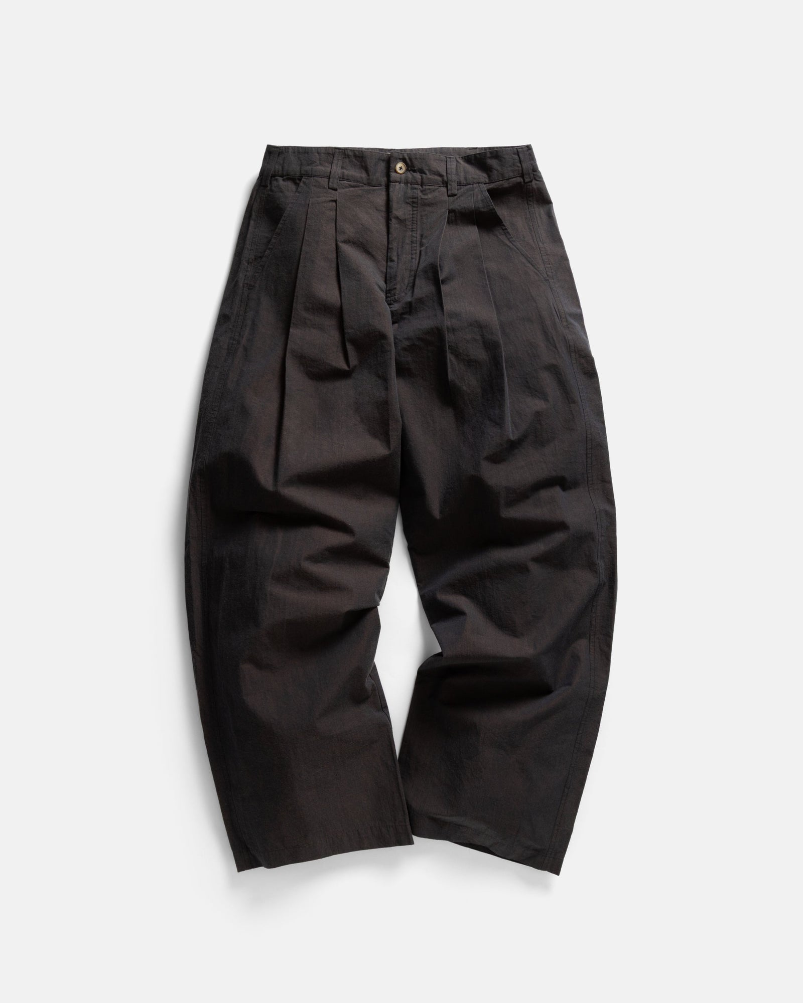 Tino Double Pleated Wide Pant Cioccolato Mezzanote Cotton Plainweave