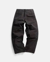 TINO DOUBLE PLEATED WIDE PANT - CIOCCOLATO / MEZZANOTE COTTON PLAINWEAVE