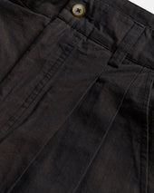 TINO DOUBLE PLEATED WIDE PANT - CIOCCOLATO / MEZZANOTE COTTON PLAINWEAVE