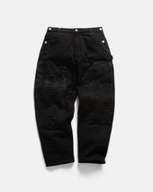 ELI HAND-EMBROIDERED DOUBLE KNEE WORK PANT - BLACK HANDSPUN COTTON CANVAS