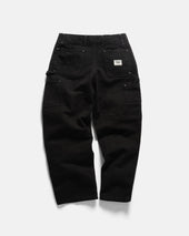 ELI HAND-EMBROIDERED DOUBLE KNEE WORK PANT - BLACK HANDSPUN COTTON CANVAS