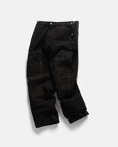 ELI HAND-EMBROIDERED DOUBLE KNEE WORK PANT - BLACK HANDSPUN COTTON CANVAS