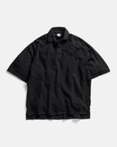 COTTAGE SS GIANT POLO - BLACK COTTON PIQUE