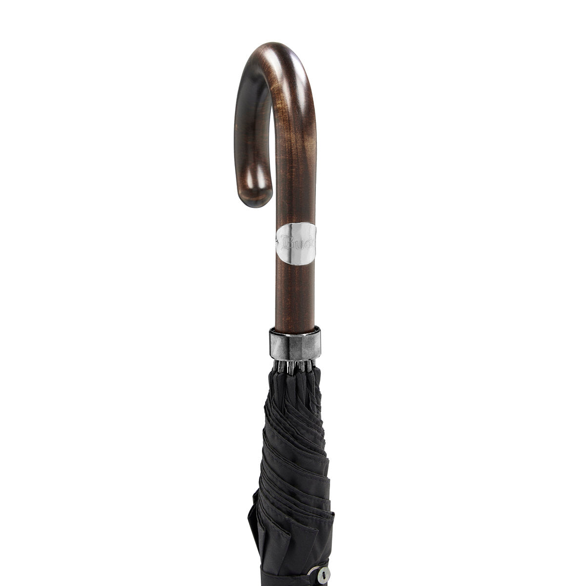 Maple Handle Town Umbrella In Black Twill