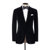 Peak Lapel Jacket in Black Velvet