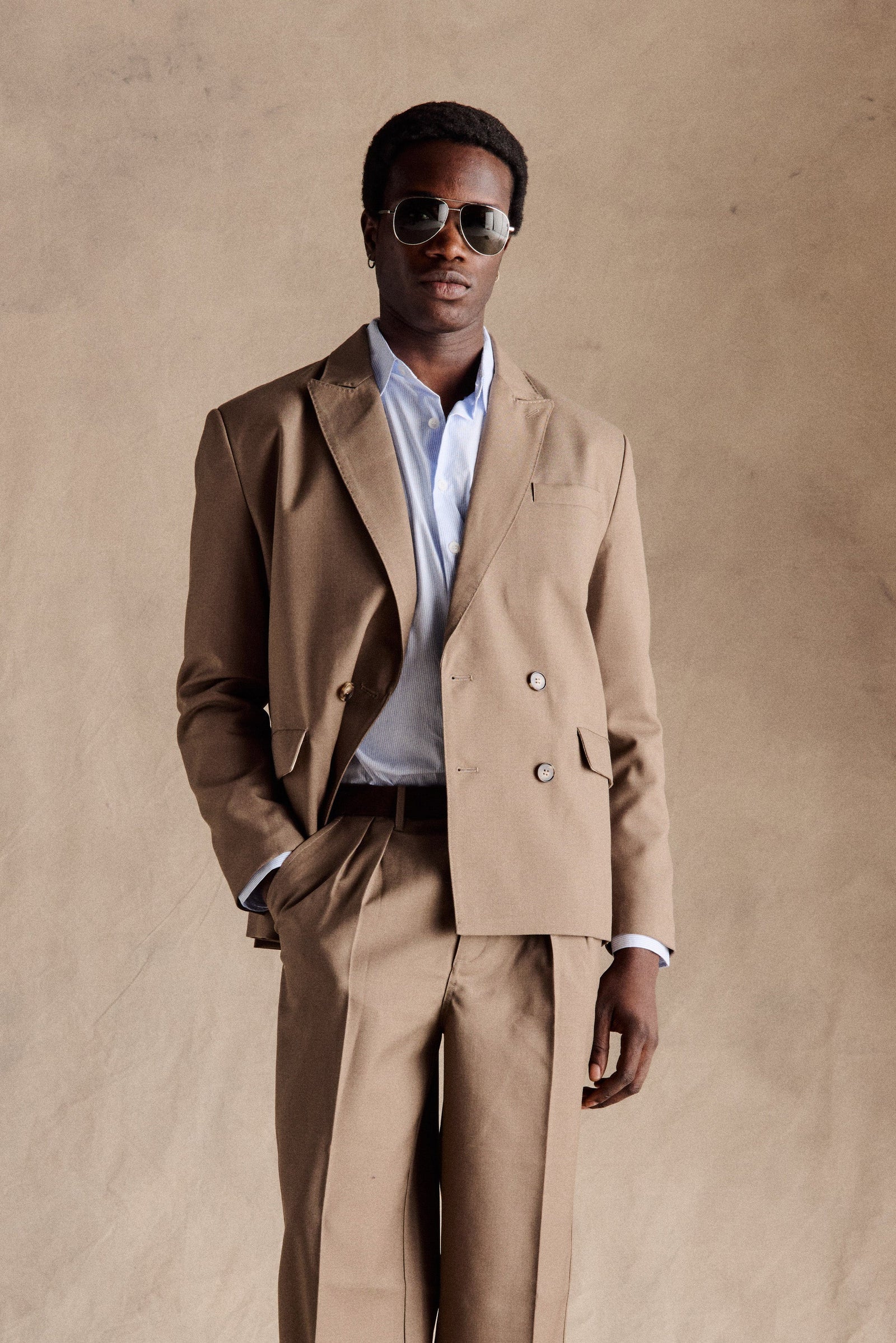 John Double Breasted Blazer Light Brown