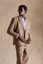 John Double Breasted Blazer Light Brown