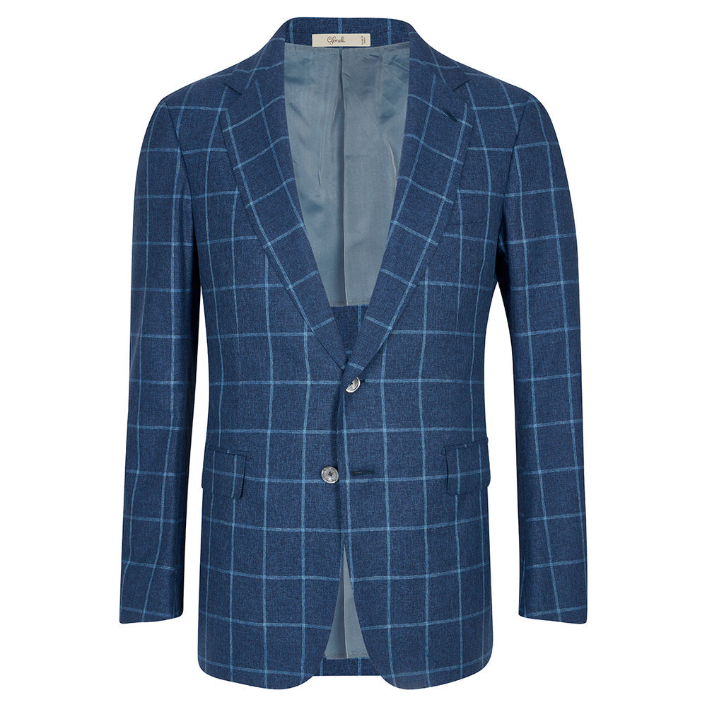 Veste Bleue En M Lange De Laine Carreaux Fen Tre