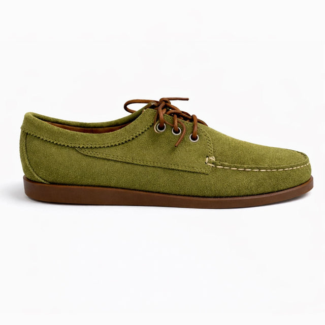 Men’s Blucher Shoe: Olive Suede