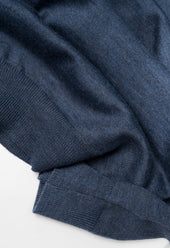 Men's Extra Fine Merino Wool Long Sleeve Polo Blue