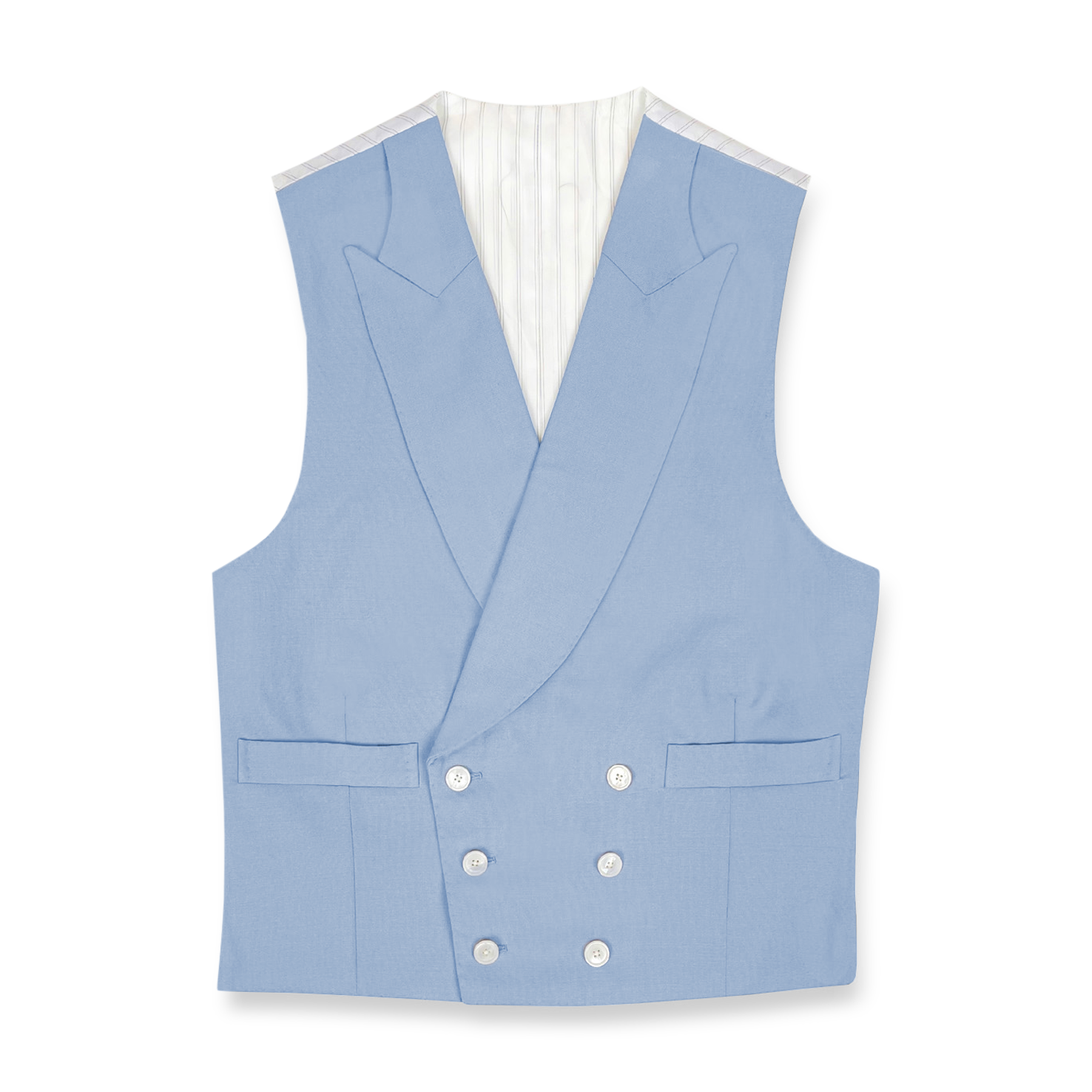 Double Breasted Wool Waistcoat In Pale