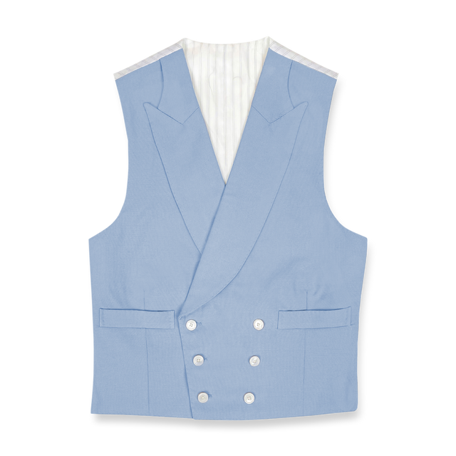Double Breasted Wool Waistcoat in Pale Blue