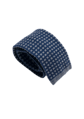 Blue & White Wool Maglia Tie, Pattern 7