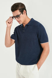Cotton And Linen Ribbed Polo Made In Italy
