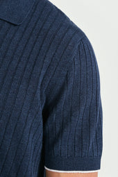 Cotton And Linen Ribbed Polo Made In Italy
