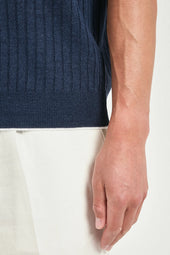 Cotton And Linen Ribbed Polo Made In Italy
