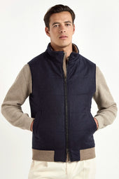 Blue down vest in wool & cashmere – Made in Italy