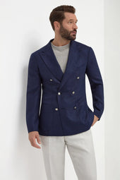 Herringbone Double Breasted Jacket Made In Italy