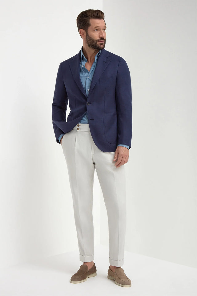 Blue jacket in cotton and silk - Made in Italy
