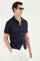 Knitted Polo Cardigan Made In Italy