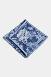 Blue macro flower pocket square - Made in Italy