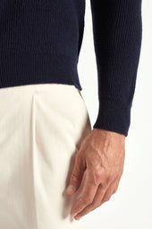 Ribbed V Neck Sweater Made In Italy
