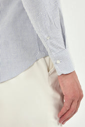 Striped Brushed Cotton Button Down Shirt Made In Italy