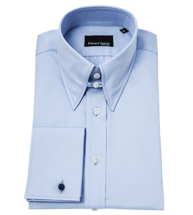 Powder Blue Tab Collar Shirt with French Cuffs