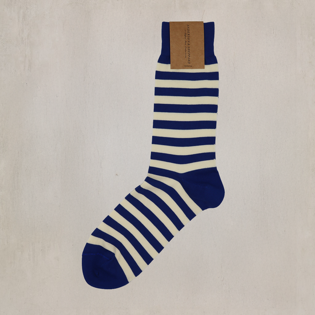 Striped Cotton Socks in Blue