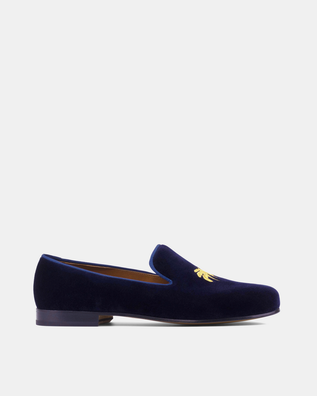Blue Velvet Slippers Palms